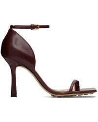 Bottega Veneta - Burgundy Stretch Strap Heeled Sandals - Lyst