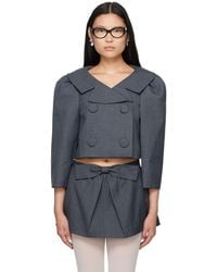 ShuShu/Tong - Gray Puff Sleeve Jacket - Lyst
