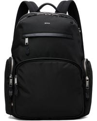 BOSS - Leather-Trim Logo Lettering Backpack - Lyst