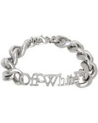 Off-White c/o Virgil Abloh - Off- bracelet-chainette argenté à logo - Lyst