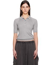 Acne Studios - グレー シルク ニットポロシャツ - Lyst
