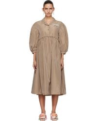 Simone Rocha - Tan Embellished Signature Smock Shirt Midi Dress - Lyst
