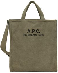 A.P.C. - . Khaki Recovery Shopping Tote - Lyst