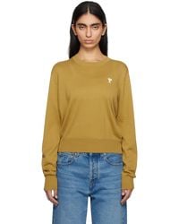 Ami Paris - Khaki Wool Ami De Coeur Crew Neck Sweater - Lyst
