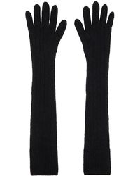 Dries Van Noten - Black Long Ribbed Gloves - Lyst
