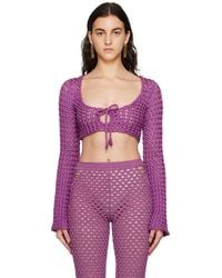 Moschino - Purple Cropped Long Sleeve T-shirt - Lyst