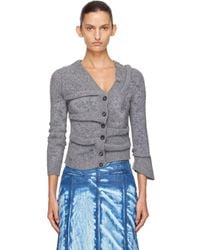 DIESEL - Cropped Wrinkled Boiled Knit Cardigan - Lyst