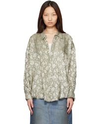 R13 - Khaki Pintuck Drop Neck Shirt - Lyst