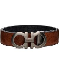 Ferragamo - Tan Reversible & Adjustable Gancini Belt - Lyst