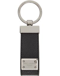 Dolce & Gabbana - Porte-clés noir en cuir de veau à logo - Lyst