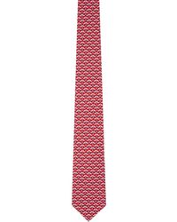 Ferragamo - Cravate Rouge En Soie À Motif Graphique - Lyst