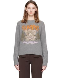 Ganni - Forest Teddy Wool Sweater - Lyst