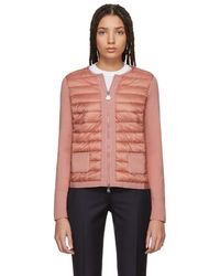 Moncler Pull a glissiere rose Down Front Panel
