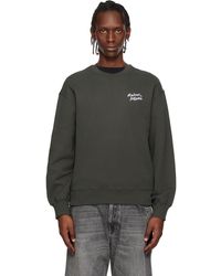 Maison Kitsuné - Pull Molletonné Décontracté Brun À Logo Calligraphié - Lyst