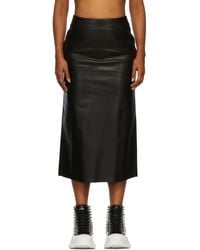 McQueen - Black Leather Midi Skirt - Lyst