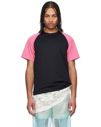 Comme des Garçons - T-Shirt Noir Et Rose En Jersey Nid D'Abeilles - Lyst