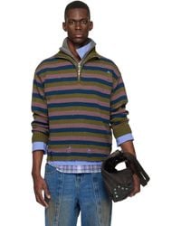 ANDERSSON BELL - Double Layered Stripe Half Zip-Up Sweater - Lyst