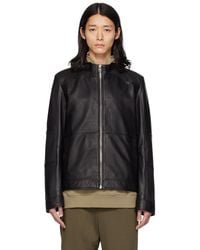 HUGO - Black Slim-fit Leather Jacket - Lyst