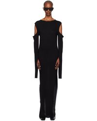 Rick Owens - Robe Longue Noire À Manches Cape - Lyst