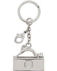 Lanvin - Porte-clés argenté en laiton à breloque de sac pencil à poignée chat - Lyst