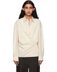 Lemaire - Chemise Cache-Cœur Blanc Cassé À Col Classique - Lyst