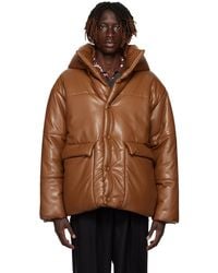 Nanushka - Brown Hide Vegan Leather Puffer Jacket - Lyst