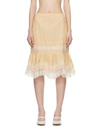 Anna Sui - Ruffle Lace Midi Skirt - Lyst