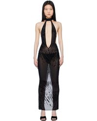 Poster Girl - Robe Longue Bare Noire À Motif Zébré Imprimé - Lyst