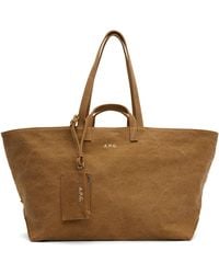 A.P.C. - Tan Drummer Toile Tote - Lyst
