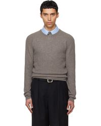 Tonywack - Taupe Superfine Wool Commando V-Neck Knit Sweater - Lyst