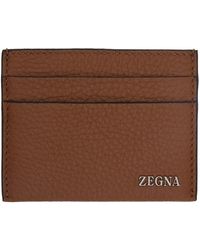 Zegna - Brown Simple Card Holder - Lyst