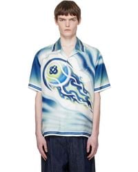 CASABLANCA - 'The Art Of The Serve' Short Sleeve Silk Shirt - Lyst