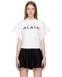 Alaïa - White Embroidered T-shirt - Lyst