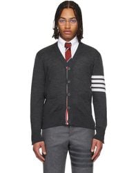 Thom Browne - Merino Wool 4-Bar Classic V-Neck Cardigan - Lyst