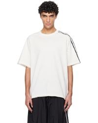 Y-3 - Off- Raw Edge 3 Stripes Short Sleeve T-shirt - Lyst