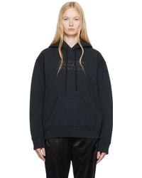 MM6 by Maison Martin Margiela - ブラック Unbrushed Sweat Jersey フーディ - Lyst