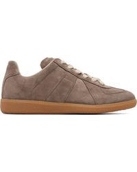 Maison Margiela - Taupe Replica Suede Sneakers - Lyst