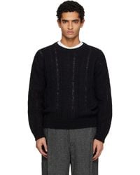 Tonywack - Pull Noir En Tricot Côtelé À Effet Usé - Lyst