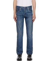 Anna Sui - Ssense Exclusive Indigo Studded Wide-leg Jeans - Lyst