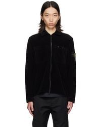 Stone Island - ブラック ジッパー オーバーシャツ - Lyst