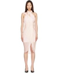 Balmain - Cross Neck Fluid Jersey Draped Midi Dress - Lyst