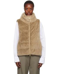 Herno - Tan Quilted Faux-fur Down Vest - Lyst