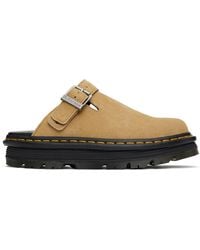 Dr. Martens - Tan Zebzag Suede Platform Slip-On Loafers - Lyst