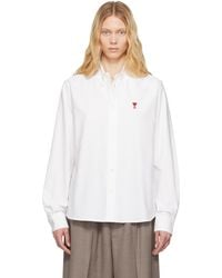 Ami Paris - ホワイト Ami De Coeur コットン ボタンダウンシャツ - Lyst
