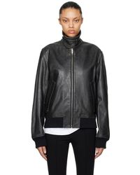 Helmut Lang - Faded Leather Bomber Jacket - Lyst