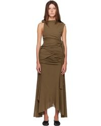 Ganni - Khaki Marl Mesh Tie Knot Top - Lyst