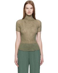 Issey Miyake - Haut Twist 3 Kaki En Crêpe Chiffon - Lyst