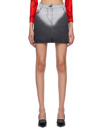 Pushbutton - Minijupe Noire En Denim À Motif Dégradé - Lyst