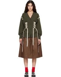 Simone Rocha - Khaki Merino Sculpted Corset Cardigan - Lyst