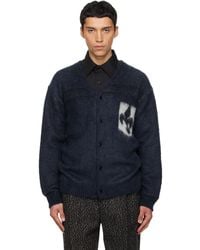 Needles Zipped Mohair Cardigan Bordeaux in Red for Men | Lyst
